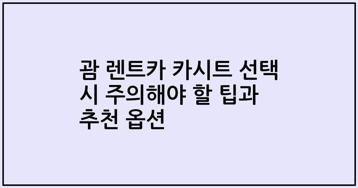 괌 렌트카 카시트 선택 시 주의해야 할 팁과 추천 옵션