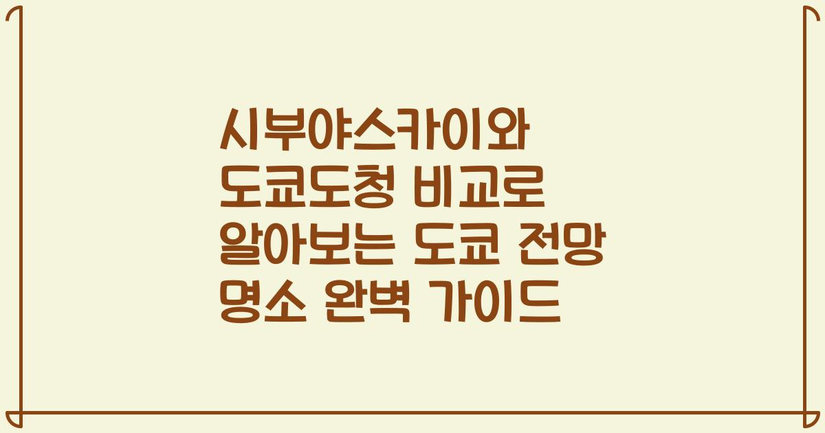 시부야스카이와 도쿄도청 비교로 알아보는 도쿄 전망 명소 완벽 가이드