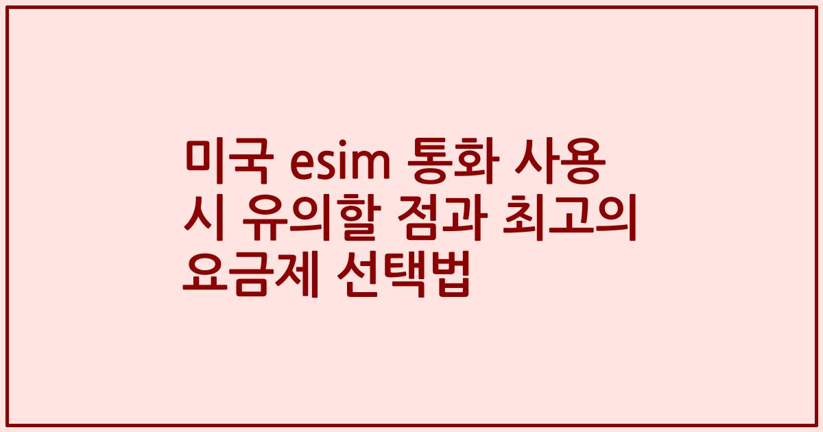 미국 esim 통화 사용 시 유의할 점과 최고의 요금제 선택법